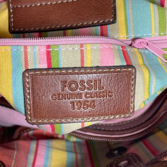 Vintage Fossil Brown Straw Basket Weave Handbag Purse - Picture 13 of 13